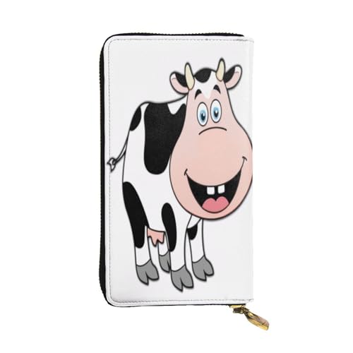 GMSGHJHDR Süße Kuh Lange Leder Geldbörse für Frauen mit Reißverschluss - PU Leder Geldbörse mit Mehrere Kartenfächer und Münzfach, Stilvolle Clutch Phone Card Holder, Größe 3D, Einheitsgröße, von GMSGHJHDR