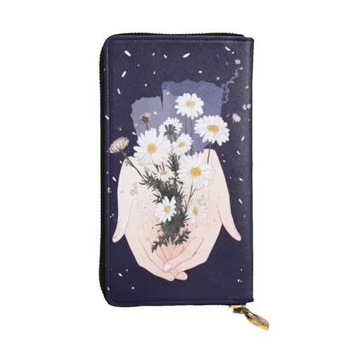 GMSGHJHDR hält Blumen lange Lederbrieftasche für Frauen mit Reißverschluss – PU-Ledertasche mit mehreren Kartenfächern und Münztasche, stilvolle Telefonkartenhalter, 3 D, One Größe, Minimalistisch, von GMSGHJHDR
