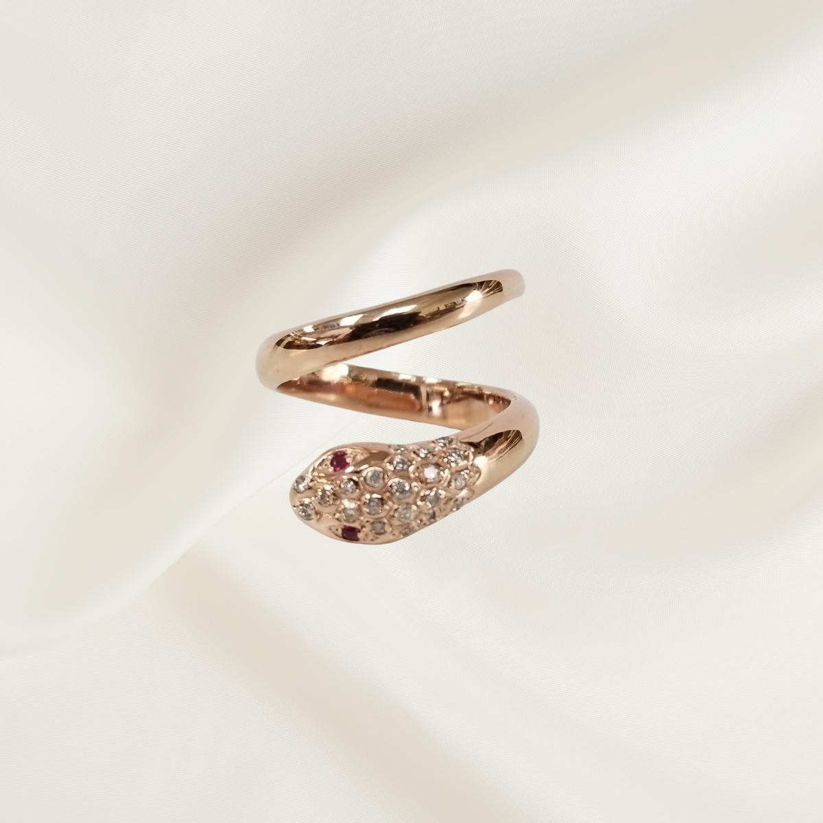 14K Rose Gold Schlange Diamant Ring Feiner Handgefertigter Luxusschmuck von GMSJewelryLA