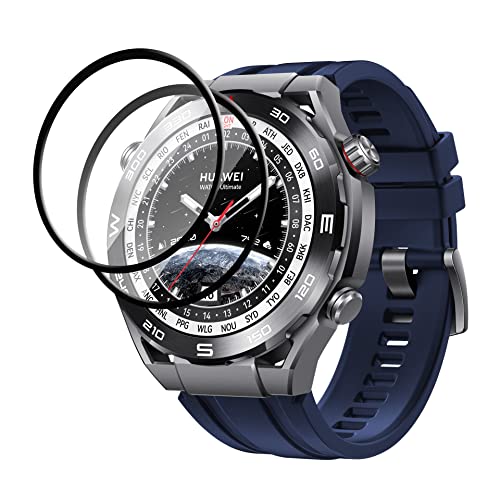 GMUJIAO Armband für Huawei Watch Ultimate,Soft Silikon Sport Armbänder mit 2 Displayschutzfolie,Soft Silicone Strap Compatible with Huawei Watch Ultimate[Anti Scratch]-Blau von GMUJIAO