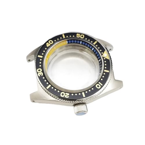 GMVGKLCPCF Herrenuhr, 40 mm, wasserdichtes Gehäuse, Edelstahlgehäuse, Saphirglas, Taucheruhr, gelb-schwarzer Kapitelring, passend for Japan NH35 NH36(G3) von GMVGKLCPCF