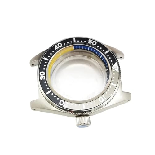 GMVGKLCPCF Herrenuhr, 40 mm, wasserdichtes Gehäuse, Edelstahlgehäuse, Saphirglas, Taucheruhr, gelb-schwarzer Kapitelring, passend for Japan NH35 NH36(G4) von GMVGKLCPCF