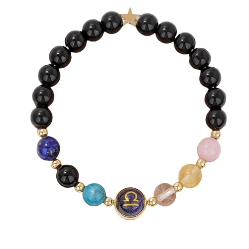 GMVVAC Edelstein Armband Damen, Armbänder Mit 7 Chakras Aus Natürlichem Edelstein, Obsidian- Perlenarmband Mit 12 Sternbildern Der Waage, Glücksbringer-Stretcharmband Für Frauen Und Männer GMVVAC Edelstein Armband Damen, Armbänder Mit 7 Chakras Aus Natürlichem Edelstein, Obsidian- Perlenarmband Mit 12 Sternbildern Der Waage, Glücksbringer-Stretcharmband Für Frauen Und Männer von GMVVAC