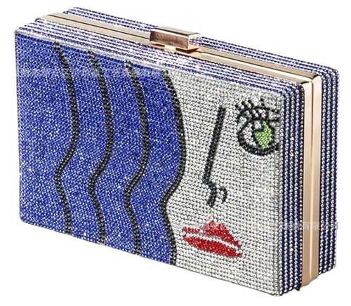Damen-Clutch mit Diamant-Design, Mini-Geldbörse für Spaziergänge, Blau, 20,5 x 10,5 x 6 cm von GMVZGQW