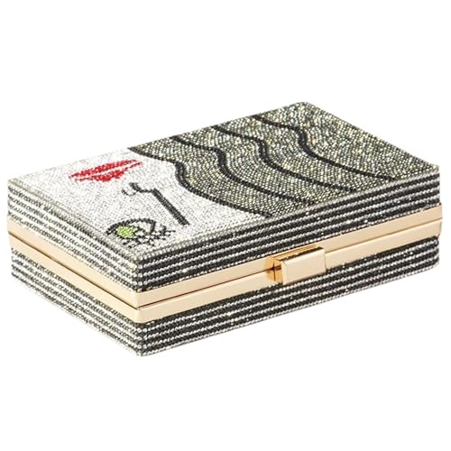 Damen-Clutch mit Diamant-Design, Mini-Geldbörse für Spaziergänge, Dunkelgrau, 20,5 x 10,5 x 6 cm von GMVZGQW