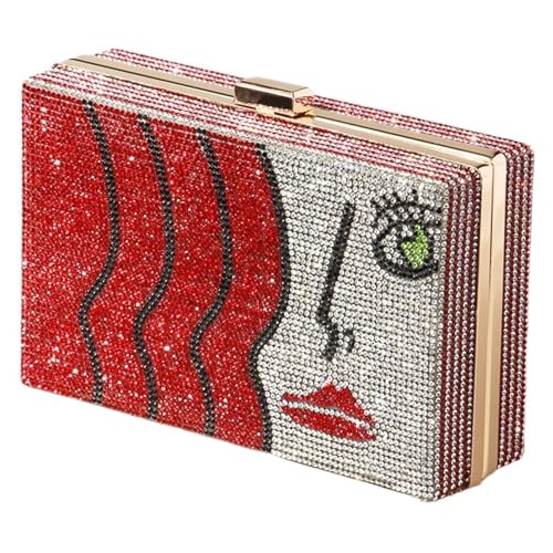 Damen-Clutch mit Diamant-Design, Mini-Geldbörse für Spaziergänge, Rot, 20,5 x 10,5 x 6 cm von GMVZGQW