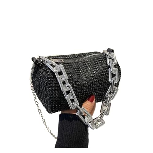 GMVZGQW Allover Strass Eimertasche Glitzer Kette Prom Geldbörse Damen Mini Crossbody Tasche für Spaziergänge, Schwarz, Einheitsgröße von GMVZGQW