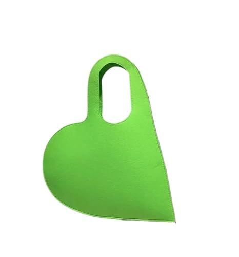GMVZGQW Candy Color Ultraleichte modische Herz-Handtasche für Damen, Filz, Tragegriff oben, Einkaufstasche, Schultertasche (grün) von GMVZGQW