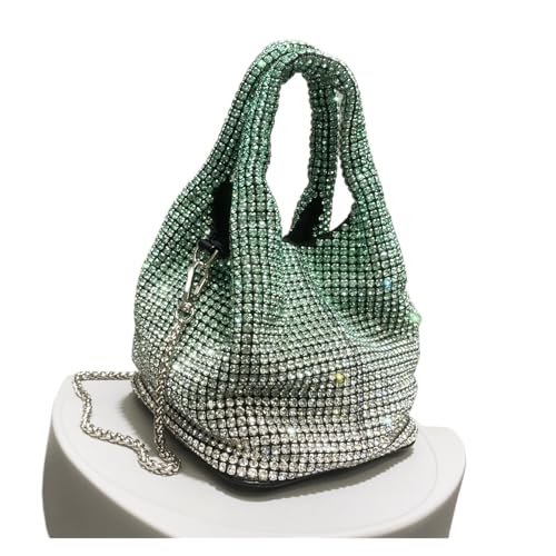 GMVZGQW Clutch mit Griff und Strasssteinen, glänzend, für Spaziergänge, Grün , Einheitsgröße von GMVZGQW