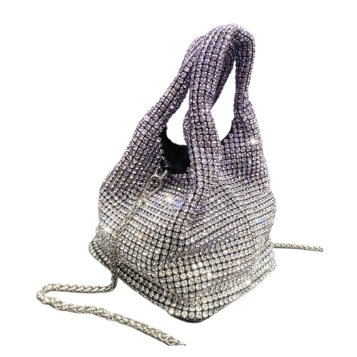 GMVZGQW Clutch mit Griff und Strasssteinen, glänzend, für Spaziergänge, Purpur, Einheitsgröße von GMVZGQW
