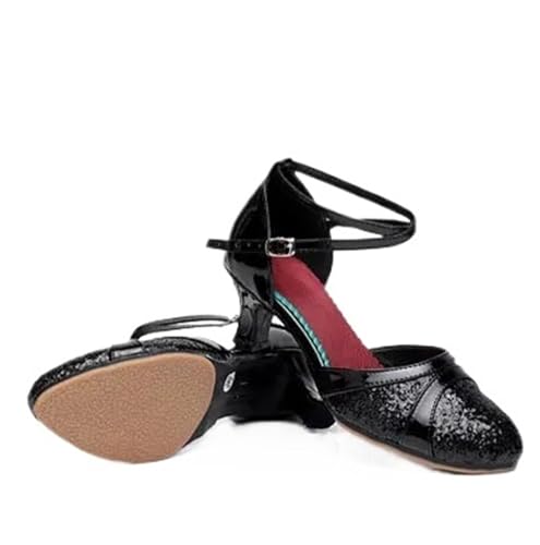 GMVZGQW Jazzschuhe für Damen, Latein-Tanzschuhe für Damen, Pailletten, Erwachsene, weibliche Sandalen, weiche Sohle, Indoor-Ballsaal, Tango-Schuh, geschlossene Zehen, Salsa-Tanzschuhe für Tanz, 35 mm von GMVZGQW