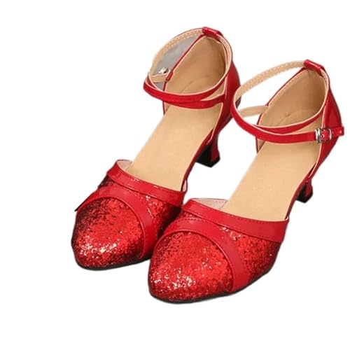 GMVZGQW Jazzschuhe für Damen, Latein-Tanzschuhe für Damen, Pailletten, Erwachsene, weibliche Sandalen, weiche Sohle, Indoor-Ballsaal, Tango-Schuh, geschlossene Zehen, Salsa-Tanzschuhe für Tanz, 55 mm von GMVZGQW