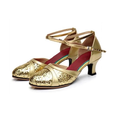 GMVZGQW Jazzschuhe für Damen, Latein-Tanzschuhe für Damen, Pailletten, Erwachsene, weibliche Sandalen, weiche Sohle, Indoor-Ballsaal, Tango-Schuh, geschlossene Zehen, Salsa-Tanzschuhe für Tanz, 55 mm von GMVZGQW