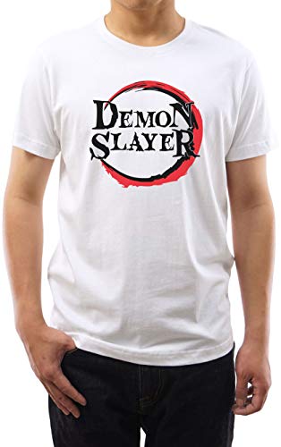 GMYG Demon Zenko Slayer Anime Tanjirou Nezuko Japanisches Manga Logo Grafik 100% Baumwolle Premium Print Kurzarm Herren Damen T-Shirt(Weiß,S) von GMYG