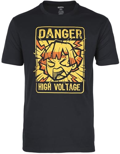 GMYG Demon Zenko Zenitsu Agatsuma Nezuko Tanjiro Donner Japanisches Anime Manga Grafik 100% Baumwolle Prämie Print Kurzarm T-Shirt Tops(Schwarz,M) von GMYG