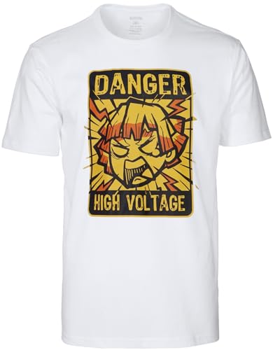GMYG Demon Zenko Zenitsu Agatsuma Nezuko Tanjiro Donner Japanisches Anime Manga Grafik 100% Baumwolle Prämie Print Kurzarm T-Shirt Tops(Weiß,M) von GMYG