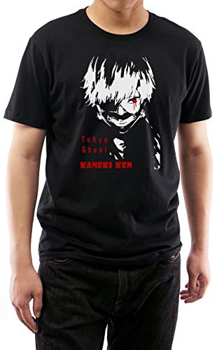 GMYG Tokyo Ken Ghoul Kanei Japanisches Anime Premium Rundhals Print Kurzarm 100% Baumwolle T-Shirt Herren/Damen T-Shirt（Schwarz,S von GMYG