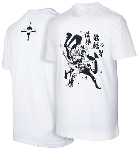 One Pirates Piece Whitebeard Pirates Edward Newgate Starkster Mann der Welt Monkey d Luffy Ace Japanisches Anime 100% Baumwolle Herren T-Shirt (Weiß WBP,M) von GMYG