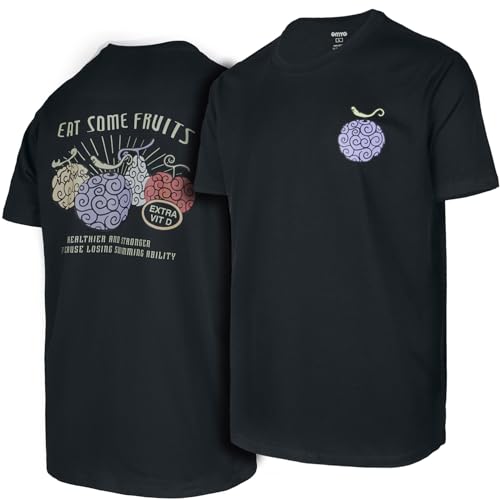 Teufelsfrucht Devil Fruit One Ruffy Piece Monkey D Luffy Sun God Nika Gear 5th Gear Japanisches Anime T-Shirt aus 100% Baumwolle für Herren und Damen(Schwarz,XXL) von GMYG