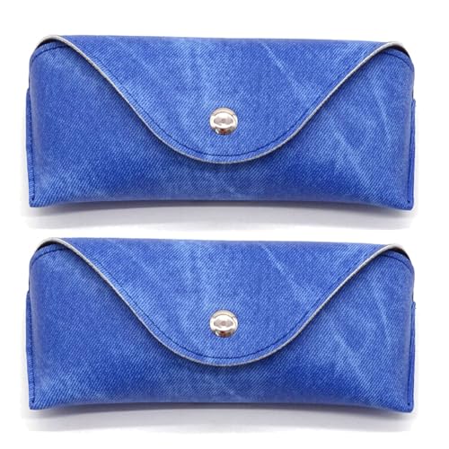 GMYIAK 2pc Schwarzes Pu Leder Brillenetui Weich für Sonnenbrillen Und Brillen Mit Magnetischem Verschluss Tragbar Und Praktisch für Unterwegs Zum AufhäNgen Einem GüRtel Brillenetui Hardcase (Blau) von GMYIAK