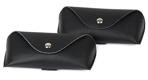 GMYIAK 2pc Schwarzes Pu Leder Brillenetui Weich für Sonnenbrillen Und Brillen Mit Magnetischem Verschluss Tragbar Und Praktisch für Unterwegs Zum AufhäNgen Einem GüRtel Brillenetui Hardcase von GMYIAK
