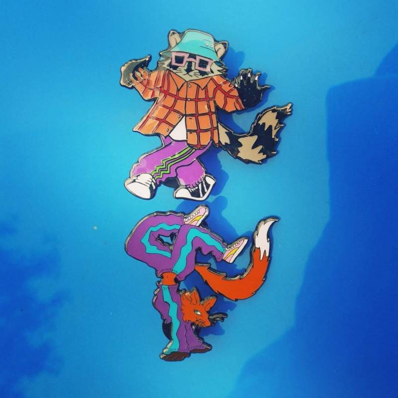 Rocky Waschbär Und Fox E. Freeze Bboy Bgirl Breakdancing/Breakdance Tier Furry Pin Set von GMarshallArts