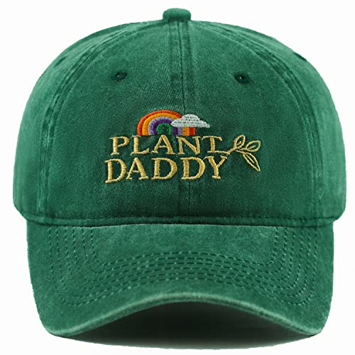 Grüner Papa Hut Männer Frauen bestickte Baseballkappe niedriges Profil Vatertag Snapback Mütze Vintage verstellbar gewaschen Unisex, Plant Daddy, Einheitsgröße von GNAHZNUXNAIX