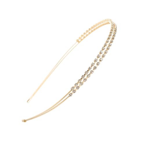 1 Stück Strass Haarband Doppel Kristall,Hart Rutschfeste Zinken, Modische Haarreife, Stirnband Haarschmuck für Damen Mädchen,Golden von GNALIA