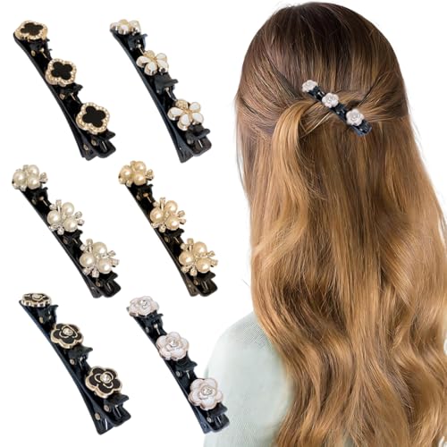 4 Stück Haarspangen mit funkelnden Kristallsteinen, Glitzernde Kristall-Stein Geflochtene Haarspangen, Strass-Haarspangen,Doppelschicht Haarspangen für Frauen Mädchen von GNALIA