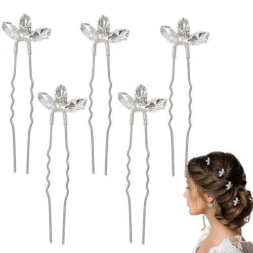 Braut-Haarnadeln, Kristall-Braut-Haarteile, 5 Stück Haarschmuck Hochzeit Perle Blume Braut Haarkamm Strass Brautschmuck Braut Haarnadeln für Kommunion MäDchen Braut Brautjungfer von GNALIA