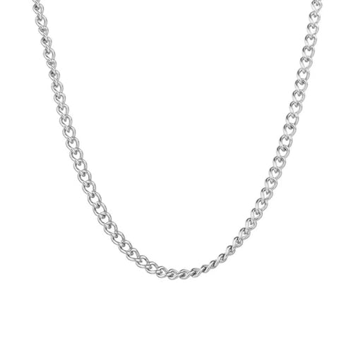 GNALIA 1 STK 3Mm Kette Herren Damen Edelstahl Panzerkette Mit Diamantschliff 18K Gold Vergoldet Cuban Link Chains Silberkette Goldkette Geschenke Für Damen Mädchen Männer Jungs Länge 50Cm von GNALIA