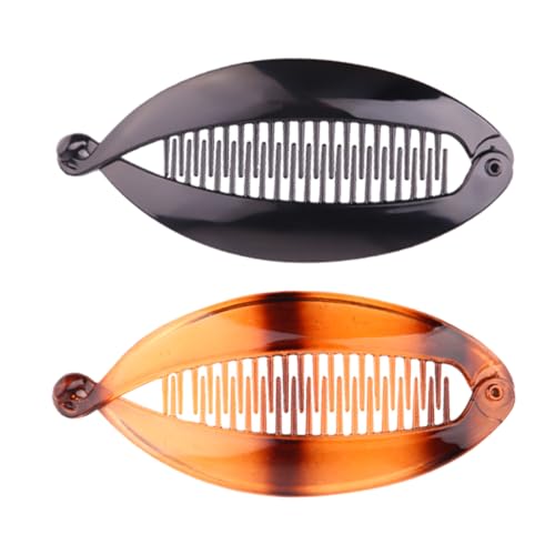 GNALIA 2 Stück Banana Clips Haarspangen Bananen Fisch Bananenspange Flexible Pferdeschwanz Halter Clips Haarstyling Zubehör Für Frauen Mädchen von GNALIA