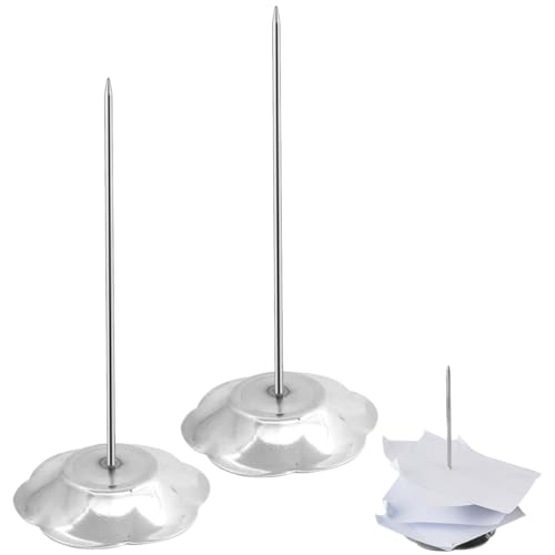GNALIA 2 Stück Zettelspießer,Bonspießer Zettelhalter Rostfreies Edelstahl Quittungshalter Mit Spikes Und Metallbasis Memo Halter Spike Rechnungen Spike Für Küche Hotel Restaurant Cafe Büro von GNALIA