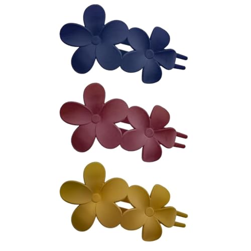 GNALIA 3 Pcs Blume Haarklammer Groß Haarspangen Damen Haarspange Dickes Haar Französisch Haarspange Schwarz Haar Accessoire Frauen Mädchen Big Hair Clip Gelb Rosa Blau von GNALIA