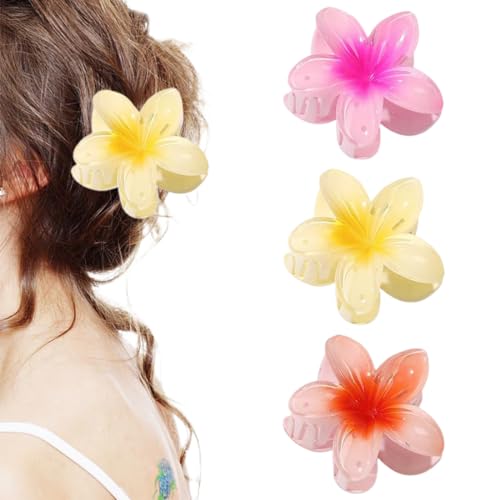 GNALIA 3 Stück Blumen Haarklammern Flower Hair Clip Mehrfarbige Acryl Haarspange Blume Haarspangen Damen Rutschfest Haarklammern Elegante Hair Styling Accessoires Niedliche Krallen Clips Haarspange von GNALIA