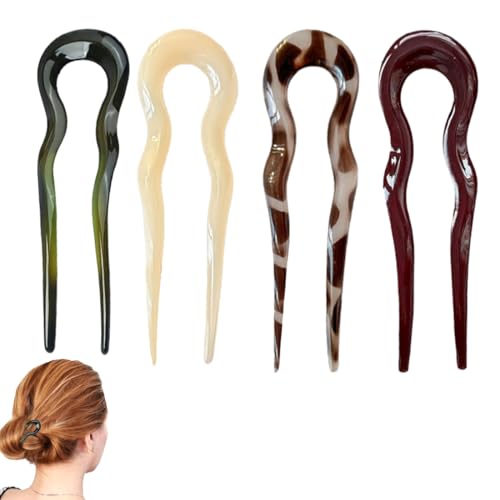 GNALIA 4 Stück French Hair Pin Französische Haarnadeln U Förmige Haarnadel Groß French Twist Hair Pin Für Damen Styling Haar Accessoires Für Dickes Haar, Dutts, Twist-Haargabel von GNALIA
