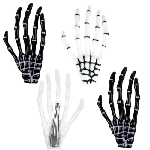 GNALIA 4 Stück Haarschmuck Skelett Hände Hair Accessories Kopfschmuck Damen Skelett Hand Hair Clip Kopfschmuck Zombie Punk Rock Teufelskralle（Weiß Und Schwarz） von GNALIA