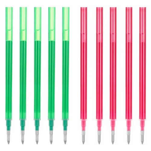 GNALIA Kompatibel Mit Legami Gelstiften, 10 Stück Ersatzminen, 5 Rote Und 5 Grüne, 0.7Mm Schreiben Löschebare Gelstift Minen, Schreibwaren von GNALIA