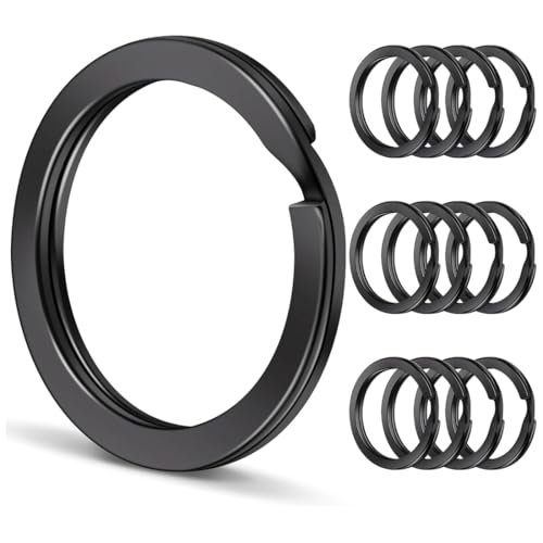 GNALIA Schlüsselringe 20 Stück 25Mm Schwarz Edelstahl Keyring Rund Flach Für Diy Auto Schlüssel Kunsthandwerk Ornamente von GNALIA