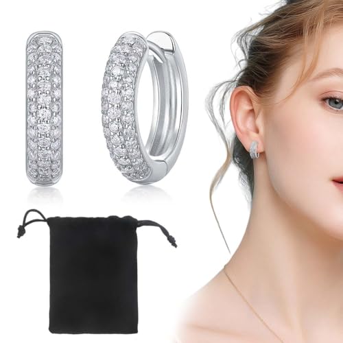 Silber Ohrringe Creolen Herz, 1 Paar Multipack Silber Creolen Kleine, Creolen Silber Ohrringe Creolen Ohrringe für Mehrere Piercings Hypoallergene Ohrringe CZ Klein Leichte Silber Ohrringe Damen von GNALIA