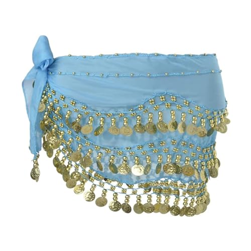 Bauchtanz Münzgürtel Tanztuch,Bauchtanz Münztuch,Damen Bauchtanz Gürtel Chiffon Hüfttuch,Bauchtanz Kostüm mit Münzen,Bauchtanz Hüfttuch mit Armband,Tanz Rock Gürtel Taille Kette,Blauer See von GNAUMORE