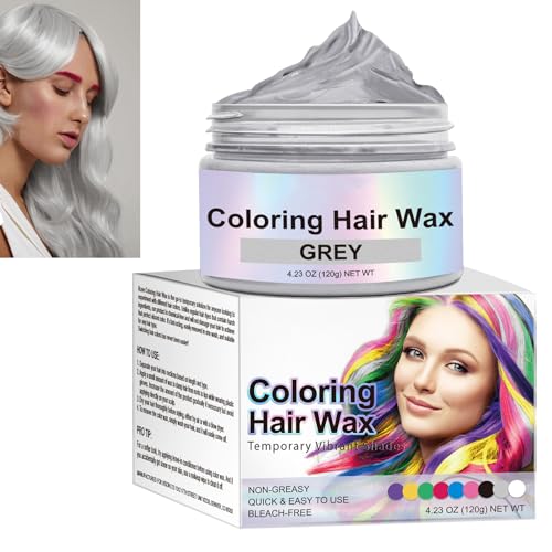 Temporäre Grau Haarfarbe Wachs,Temporäre Silber Grau Haar Wachs,Farbiges Haarwachs,Temporäres Haarwachs,Haarfärbemittel Wachs Haarwachs,Bunter Haarwachs für Männer und Frauen von GNAUMORE