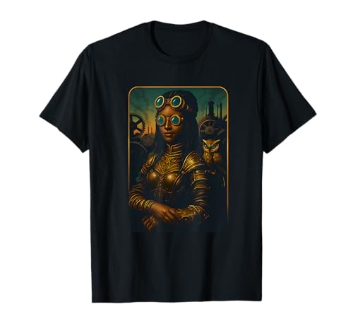 Steampunk Black Women Mona Lisa Art T-Shirt von GNDesign