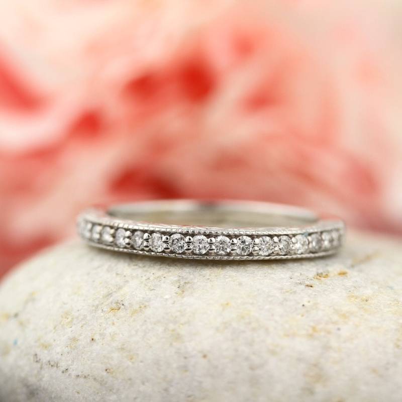 Antike Stil Von Hand Graviert Hochzeit Band 14K Weiß/Gelb/Rose Gold Ring Jahrestag Gem1327 von GNGJewel