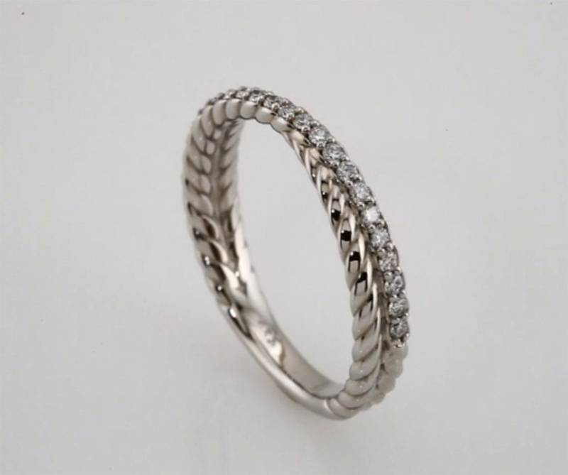 Diamant-Seil-Band 14K Weiß/Gelb Rose Gold Natürliche Runde Diamant Hochzeit Ring Jahrestag St233093 von GNGJewel