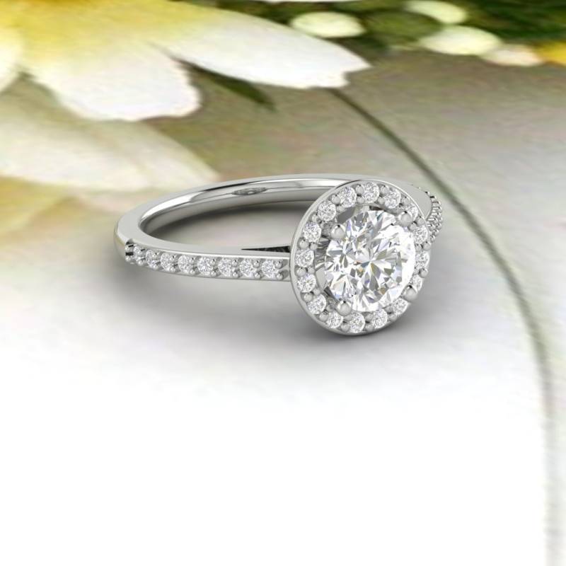 Zertifizierte Fo Moissanite Verlobungsring, Diamant-Ehering in 14 K Weißgold Gold 6mm Runde Gem1378 von GNGJewel