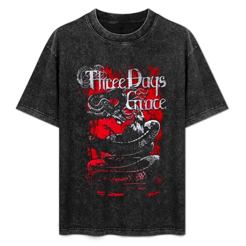 Three Days Grace Herren Vintage Oversized T-Shirt Baumwolle Grafik Kurzarm Shirts Rundhals Kleidung Unisex T-Shirts, Stil 5, XL von GNHFNM