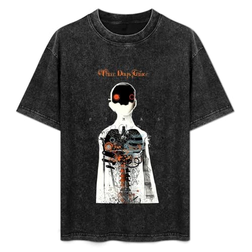 Three Days Grace Herren Vintage Oversized T-Shirt Baumwolle Grafik Kurzarm Shirts Rundhals Unisex T-Shirts, Stil-6, XXL von GNHFNM