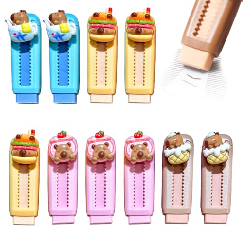 10Pcs Einziehbarer Radiergummi - Capybara Eraser Set, Radiergummi Kinder, Capybara Radierknete, RadiergummiTiere, Geeignet für Kinder Tierradierer von GNHG