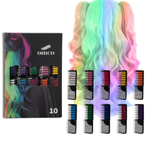 GNHG 10 Stück 10 Farben Haare Färben Kinder Haarkreide für Mädchen Auswaschbare Farben Haarkreide für Kinder Mitgebsel Kindergeburtstag Geschenk Mädchen von GNHG